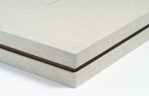 Box-scatola con coperchio in tela bicolore