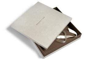 Box-scatola con coperchio in tela bicolore